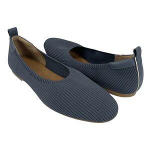 Everlane Women’s 9.5 Navy Knit Ballet Flats Leather Heel Pull Tab